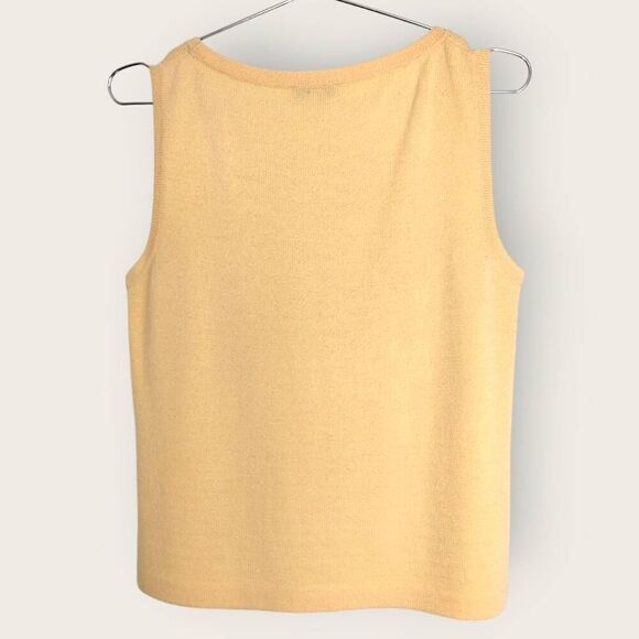 St. John Womens Top Sz Small Buttercup Yellow Tank Scoop Knit Royalty Classicore - Picture 2 of 10